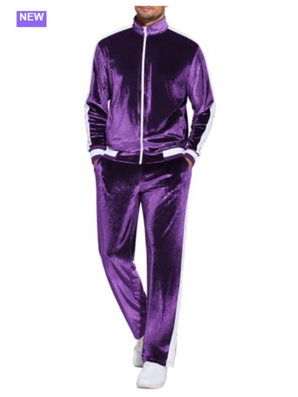 Velour Tracksuit 2 Piece Set Velvet Track Jacket Pants Party